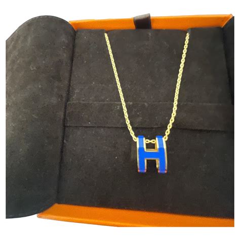 hermes pop h necklace blue|hermes buffalo horn necklace.